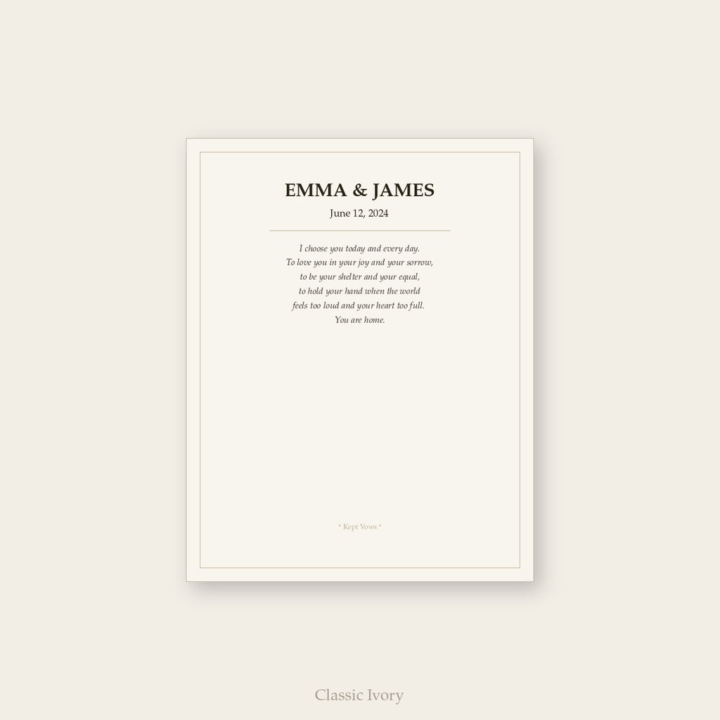 Custom Wedding Vow Canvas. Typeset, Printed, Delivered to Your Door