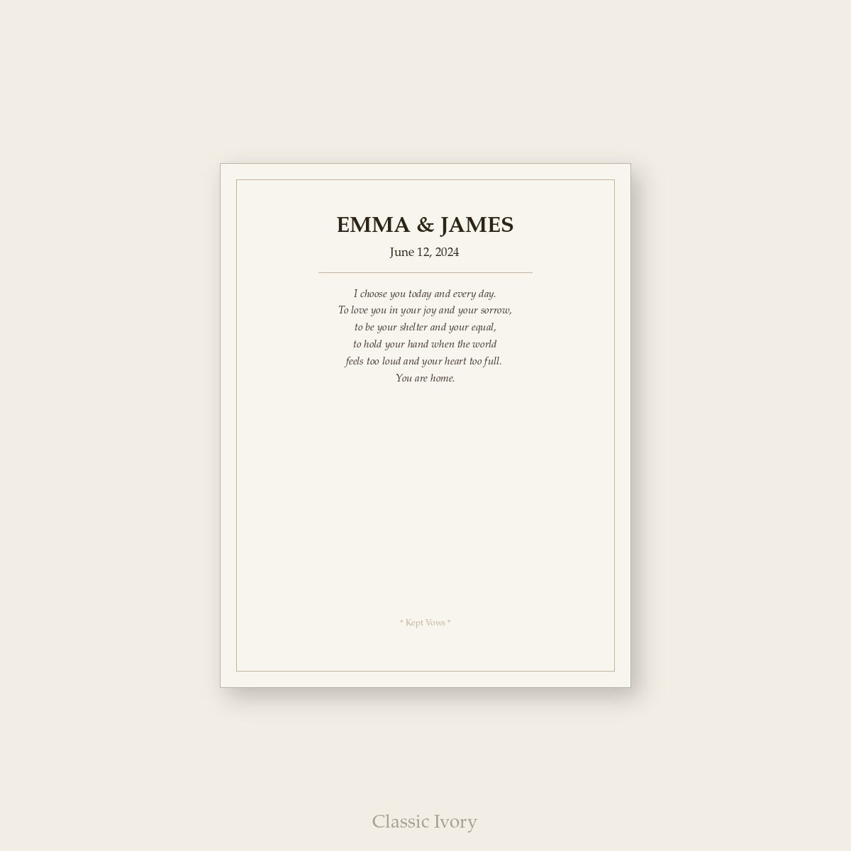 Custom Wedding Vow Canvas. Typeset, Printed, Delivered to Your Door