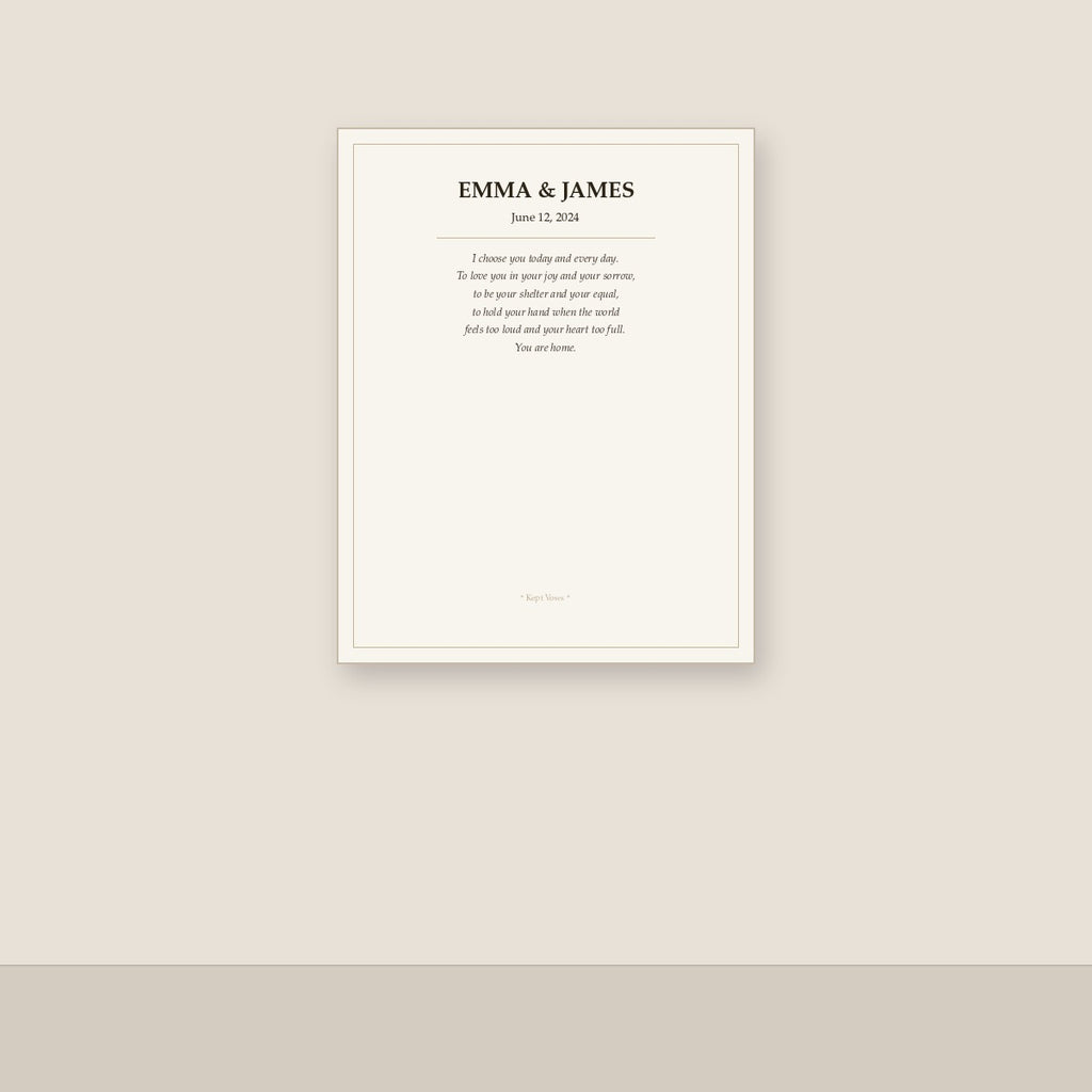 Custom Wedding Vow Canvas. Typeset, Printed, Delivered to Your Door