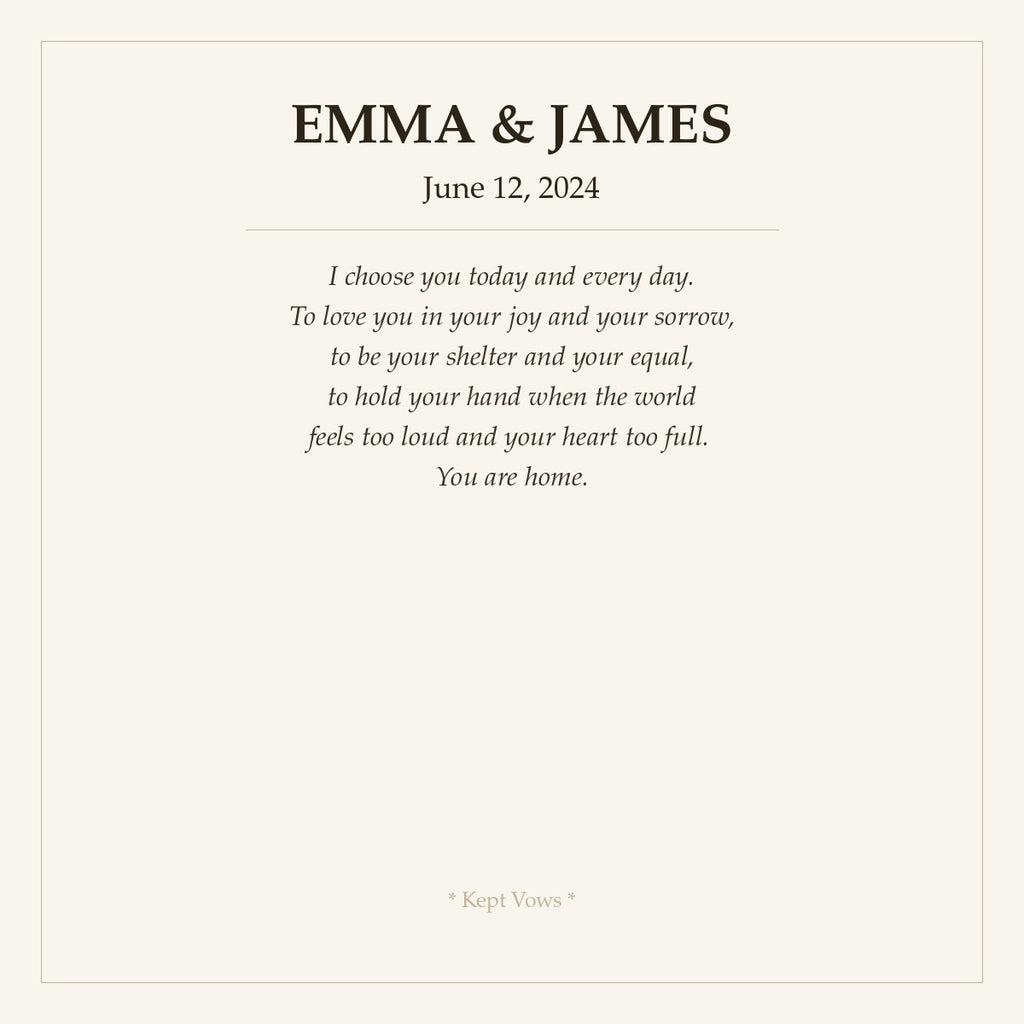 Custom Wedding Vow Canvas. Typeset, Printed, Delivered to Your Door