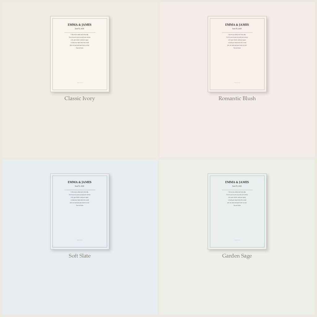Custom Wedding Vow Canvas. Typeset, Printed, Delivered to Your Door